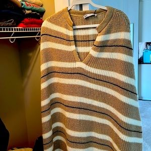 Zara Striped Knit Poncho